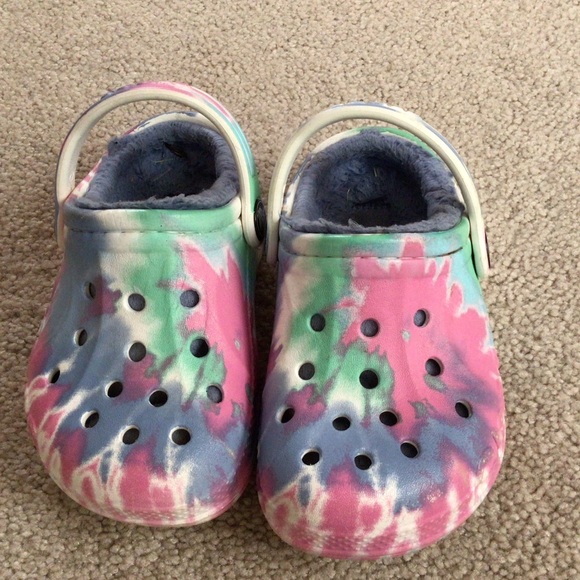 CROCS Shoes Crocs Fur Lined Tie Dye Slip On Crocs Little Girl 7